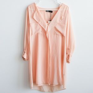 Costa Blanca Peach shirt dress sz. Medium